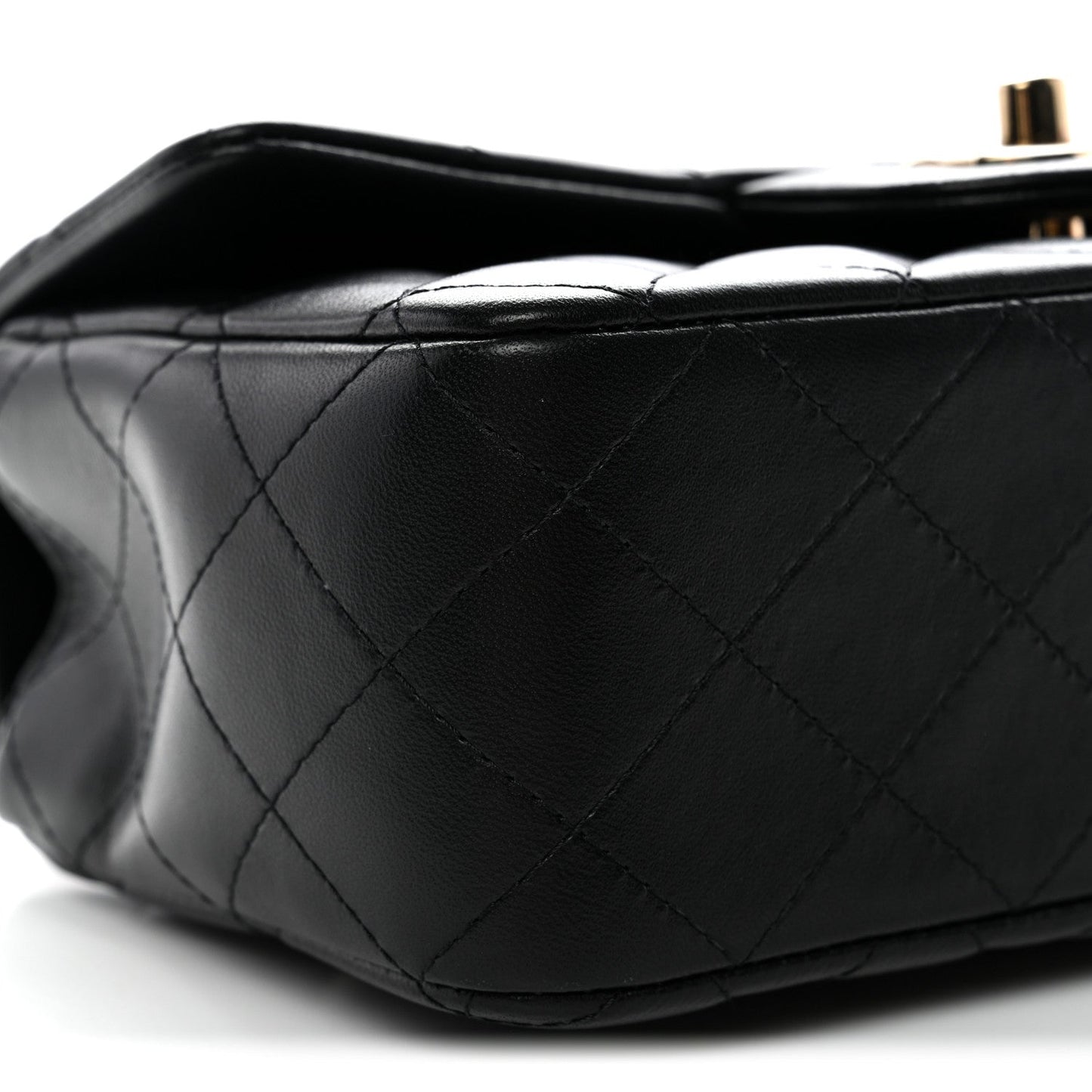 Lambskin Quilted Mini Top Handle Rectangular Flap Black