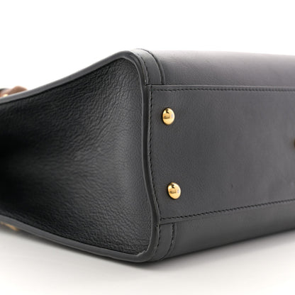 Calfskin Small Diana Tote Bag Black Yellow Fluo