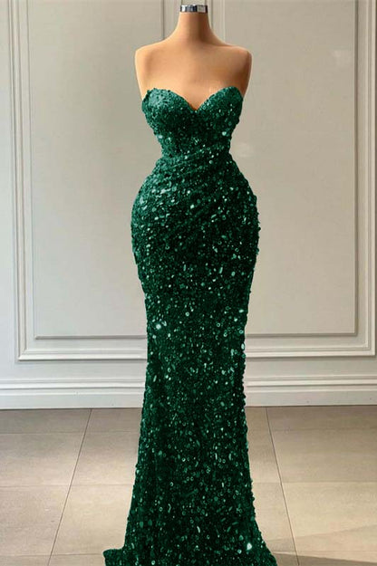 Blue Mermaid Sequins Prom Dress Sweetheart For Party