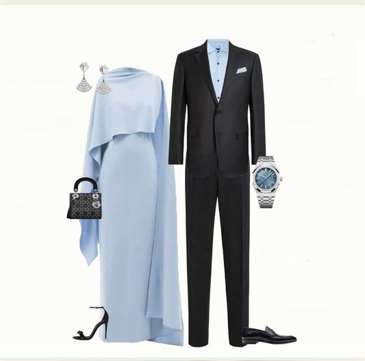 Classy Sheath Baby Blue Satin Long Prom Dress Date Dress SH4615