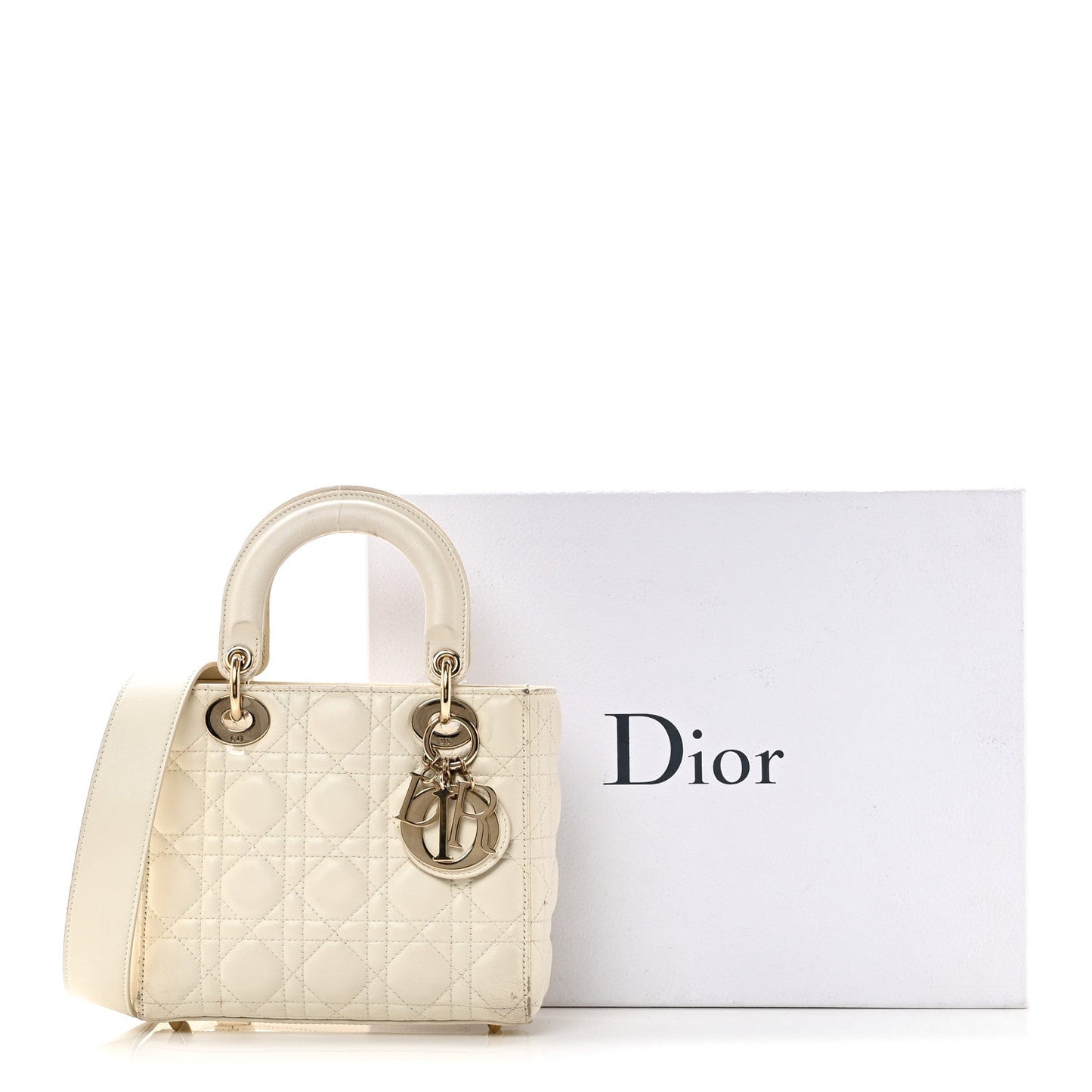 Lambskin Cannage Small My ABCDior Lady Dior White