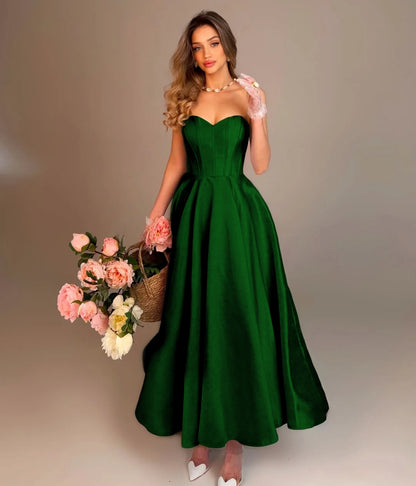 Elegant Sky Blue Sleeveless Sweetheart A-Line Evening Dress