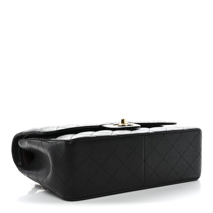 Caviar Quilted Jumbo Double Flap Black