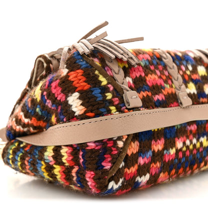 Cashmere Knit Calfskin Mini Penelope Soft Shoulder Bag Woodrose Multicolor