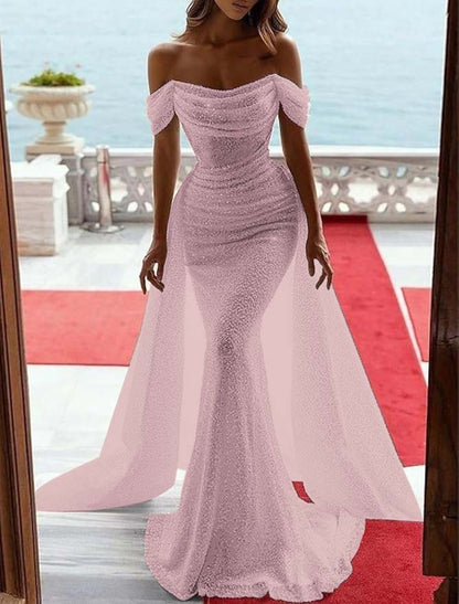 Sequins Off-the-Shoulder Prom Dress Mermaid