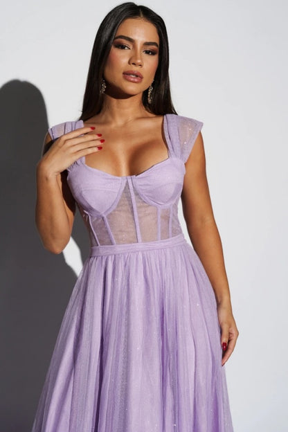 Tulle Long A-Line Prom Dress Sleeveless