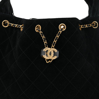 Suede Quilted Small Chanel 25 Handbag Black