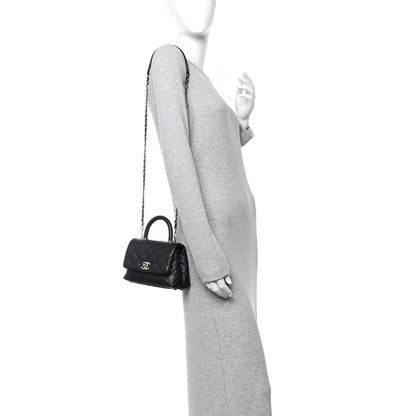 Caviar Quilted Extra Mini Coco Handle Flap Black
