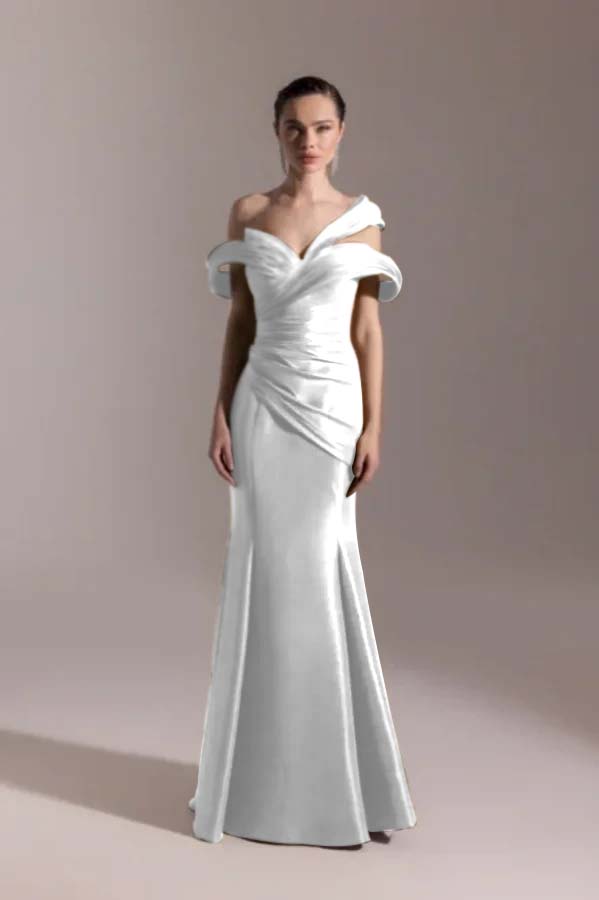 Strapless Off Shoulder Mermaid Sleeveless Prom Dress With Pleated