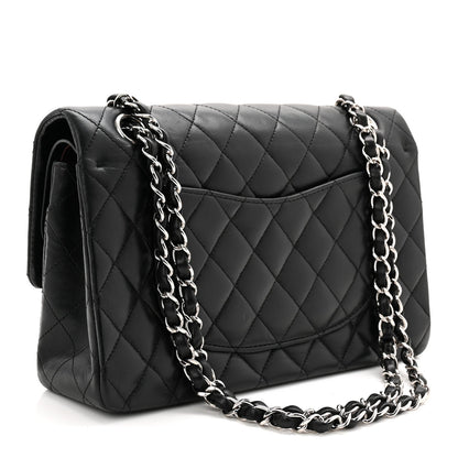 Lambskin Quilted Medium Double Flap Black