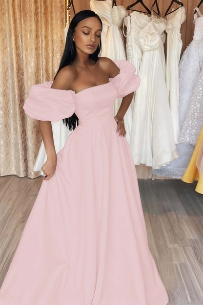 Black Off-The-Shoulder Prom Dress A Line
