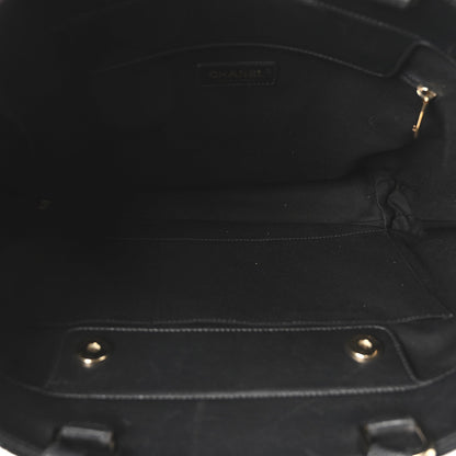 Sheepskin Caviar Quilted Medium Shopping Tote Black