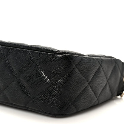 Caviar Quilted Purse With Chain Black