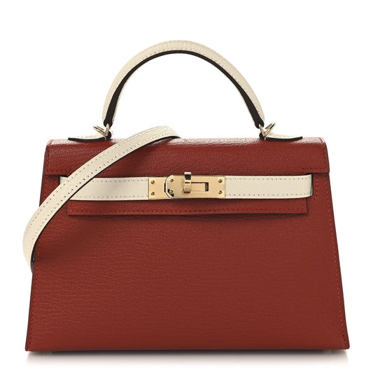 Chevre Mysore Horseshoe Mini Kelly Sellier 20 Brique Nata