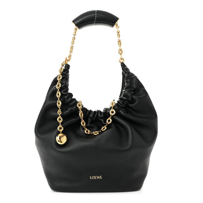 Buttery Nappa Lambskin Small Squeeze Bag Black