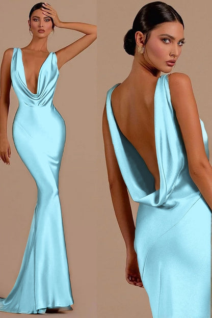 Charming Mermaid Red Sheath Halter Long Prom Dress