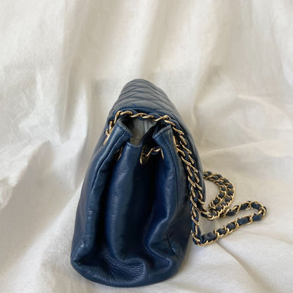 Chanel Dark Blue Mademoiselle Lock Accordion Flap bag