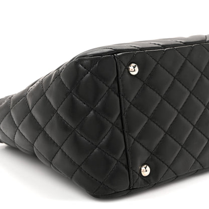 Lambskin Surpique Chevron Small Tote Black