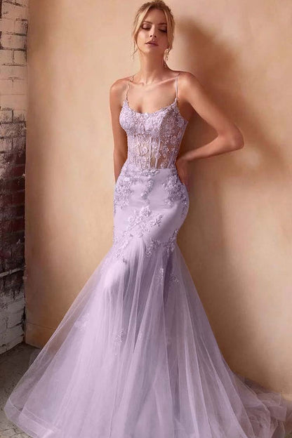 Baby Blue Sleeveless Spaghetti Strap Embroidery Mermaid Prom Dress