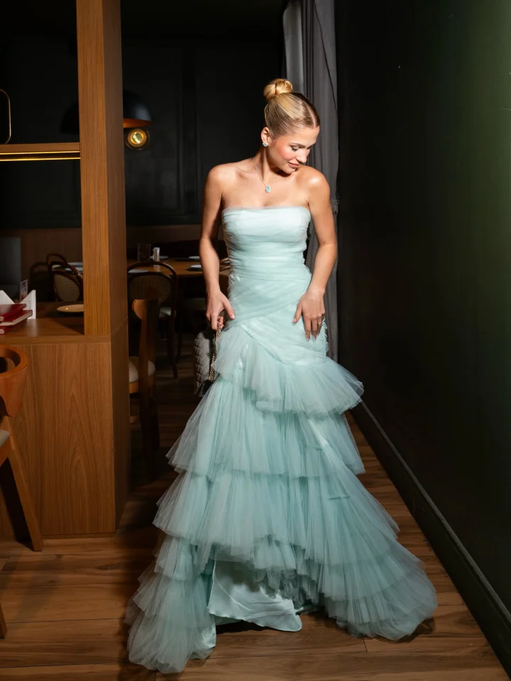 Stunning Straight Across Sleeveless Pleated Tulle Mermaid Evening Dress