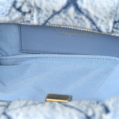 Washed Denim Quilted Mini Bow Bag Blue