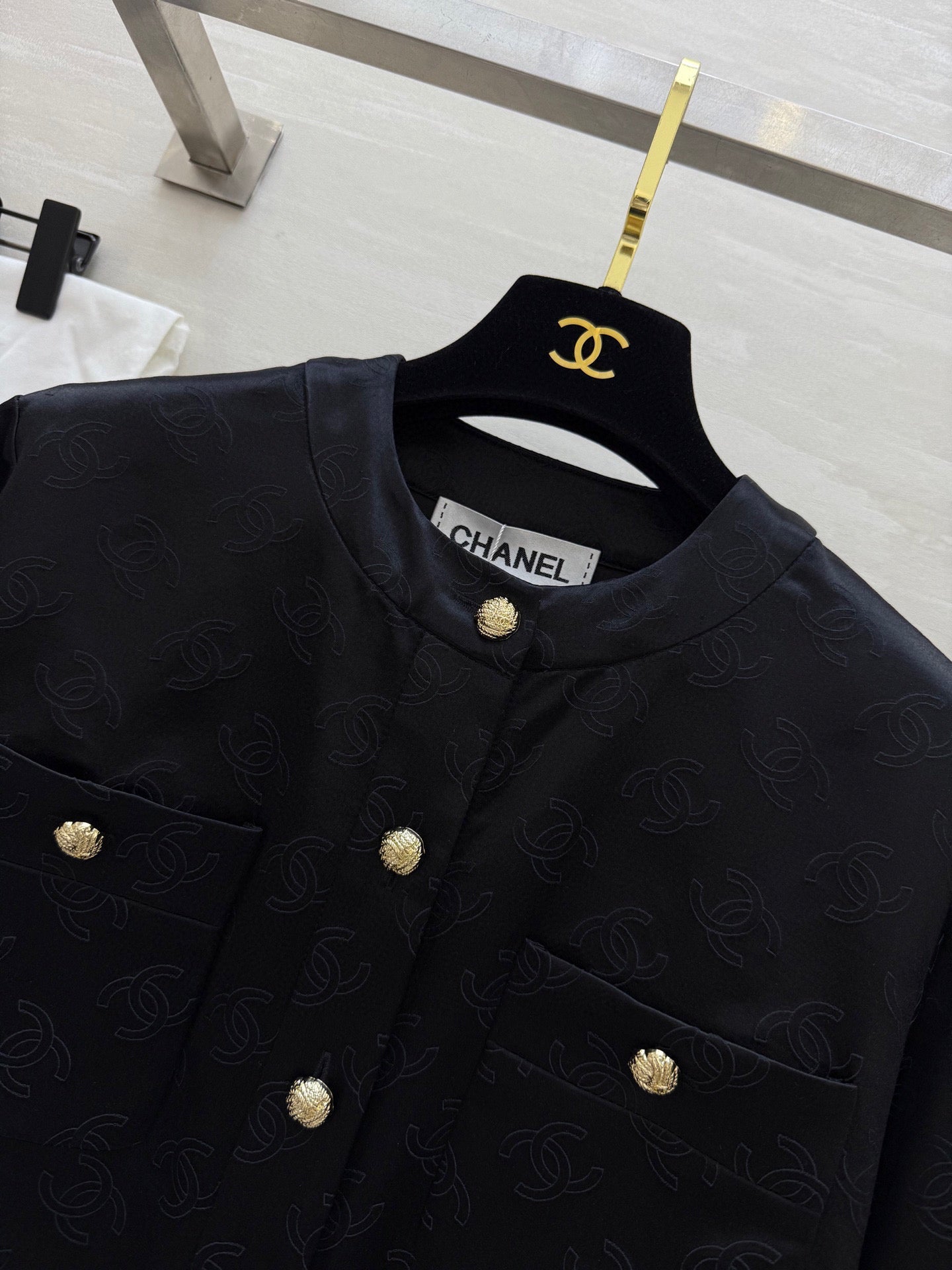 CC 25 3D Jacquard Silk Black Jacket