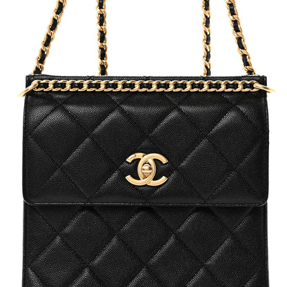 Caviar Quilted Multi Chain Backpack Black