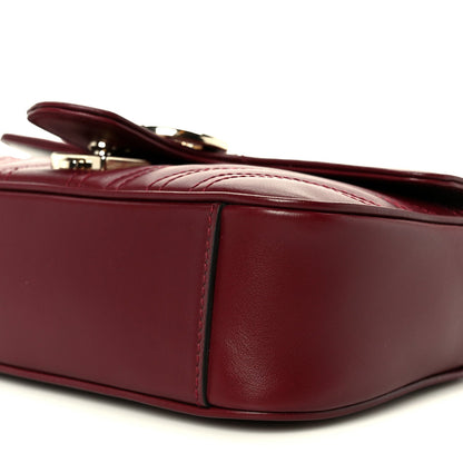 Lambskin Matelasse Small GG Marmont Shoulder Bag Rosso Ancora