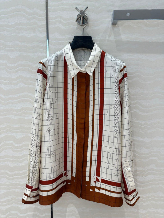 Hm 25 Coaching Deja Vu Shirt White red brown Silk