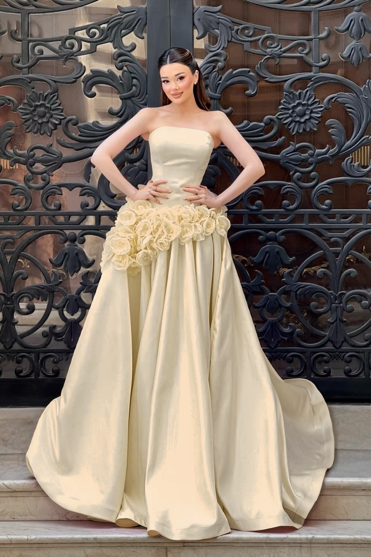 Charming Sleeveless Square A-Line Evening Dress With Handmade Flower