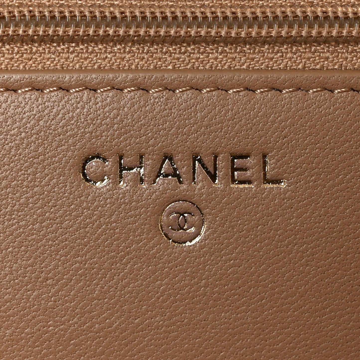 Lambskin Quilted Trendy CC Wallet On Chain WOC Beige