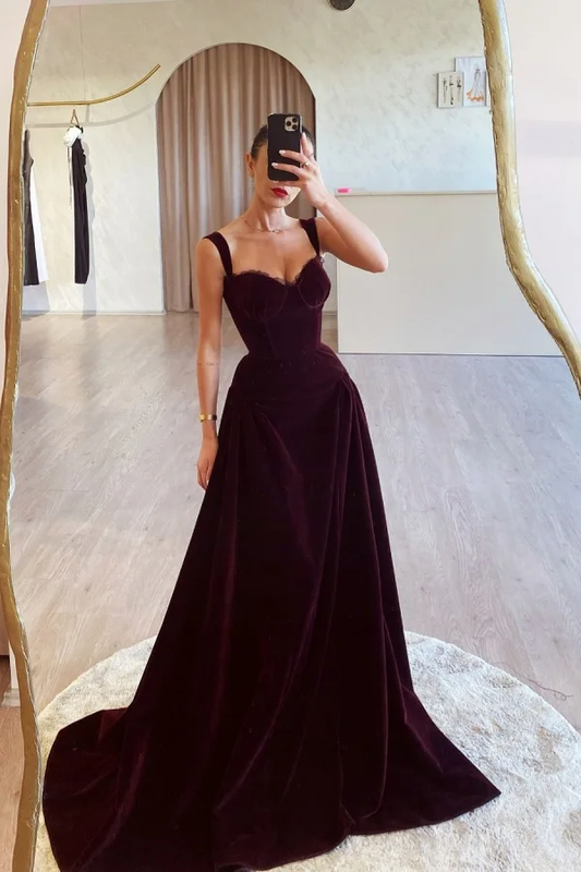 Cabemet Sweetheart Velvet Prom Dress
