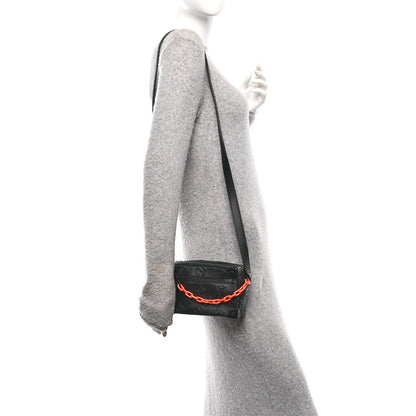 Calfskin Debossed Monogram Solar Ray Mini Soft Trunk Black
