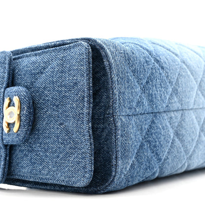 Washed Denim Quilted Mini Chanel 25 Handbag Blue