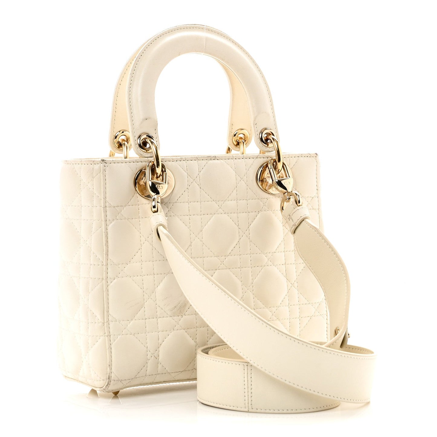 Lambskin Cannage Small My ABCDior Lady Dior White
