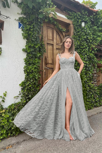 Evening Dress With Sleeveless Appliques Online Front Slit Red