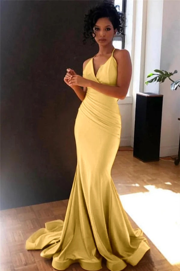 Spaghetti-Straps Mermaid Long Evening Gown