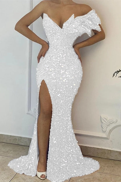 Pretty Lilac  V-Neck Off-The-Shoulder Mermaid Prom Dress