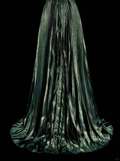 Dark Green Halter Neck A-Line Beading Vintage Long Evening Party Dress, D896