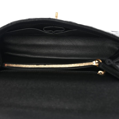 Caviar Lizard Quilted Small Coco Handle Flap Black