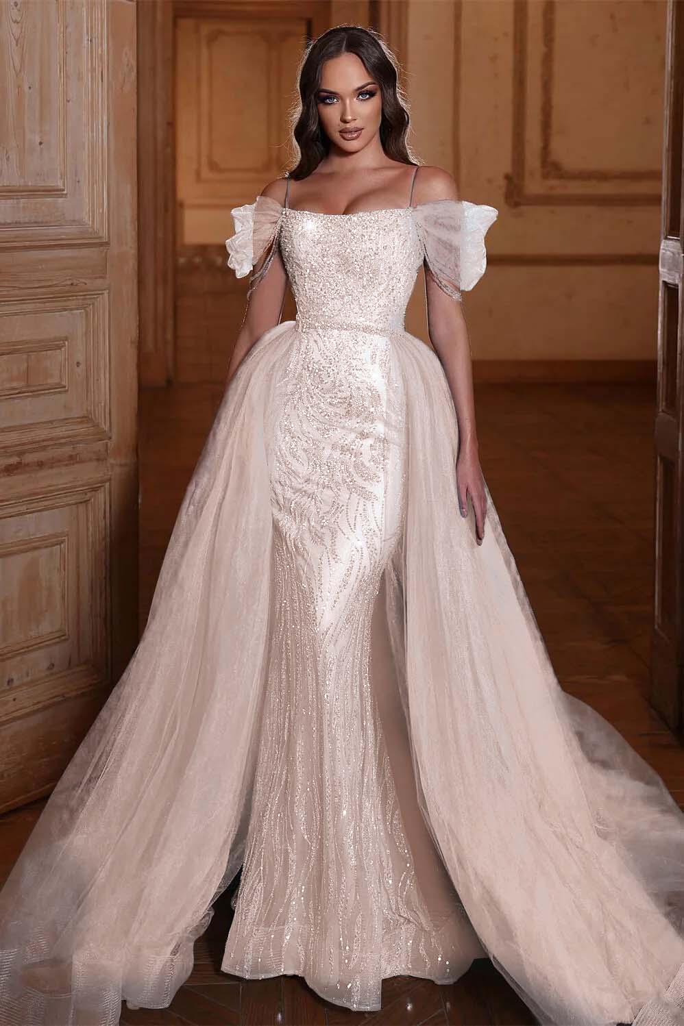 Off The Shoulder Mermaid Prom Dress Tulle Ruffles With Appliques
