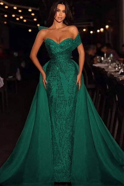 Baby Blue Embroidery Sleeveless Strapless One-Shoulder Mermaid Beads Prom Dress