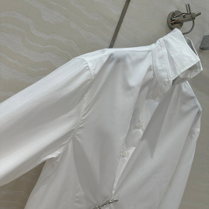 Prada Shirt with Diamond Brooch White Cotton