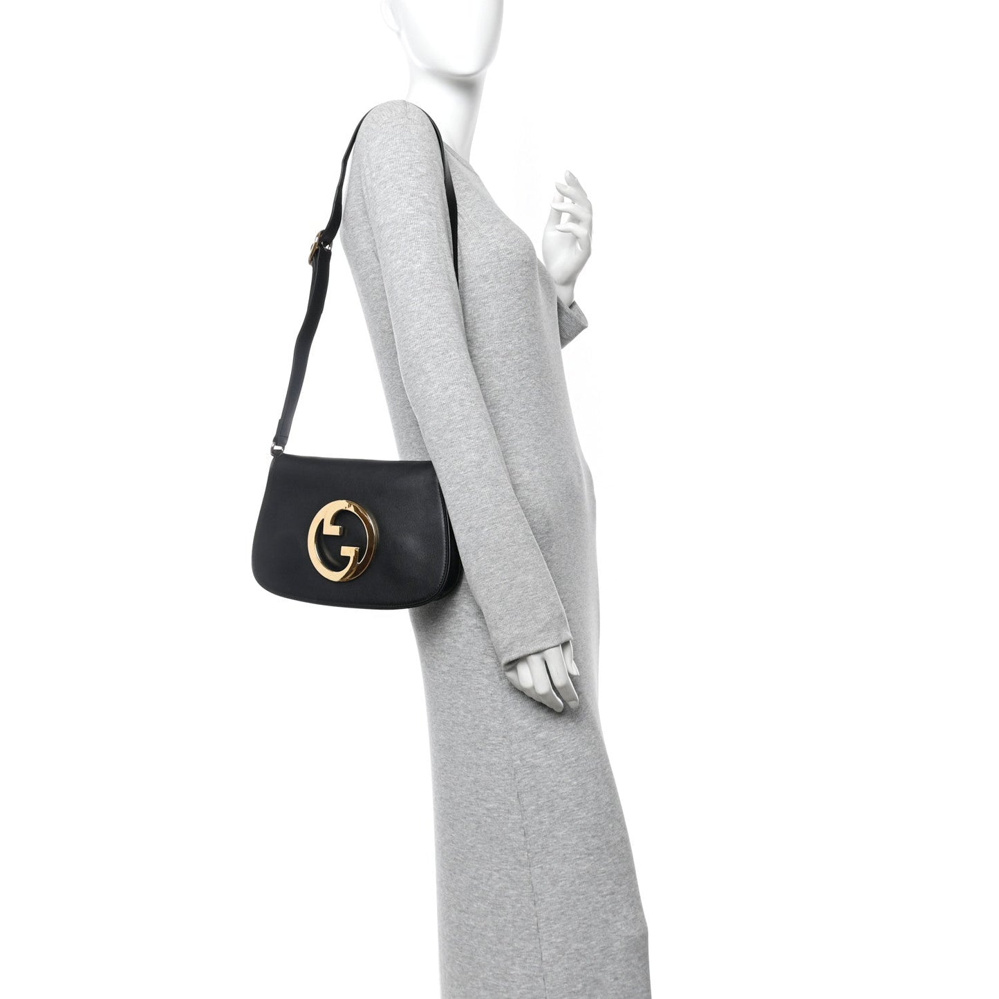 Roxy Calfskin Blondie Chain Shoulder Flap Bag Black