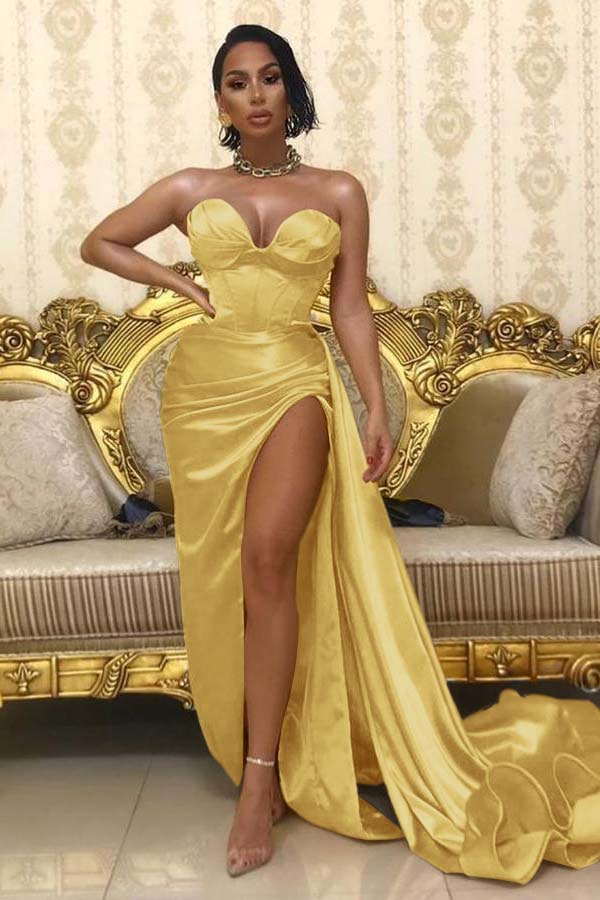 Long Sweetheart Prom Dress With Slit
