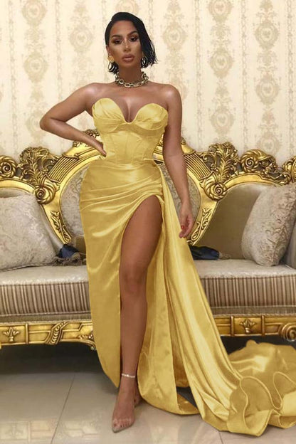 Long Sweetheart Prom Dress With Slit