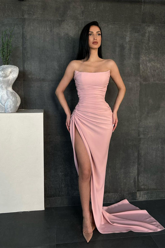 Mermaid Strapless Long Evening Dress With Slit
