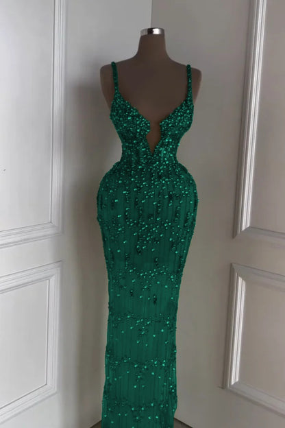 Luxurious Beaded Green Sweetheart Prom Dress