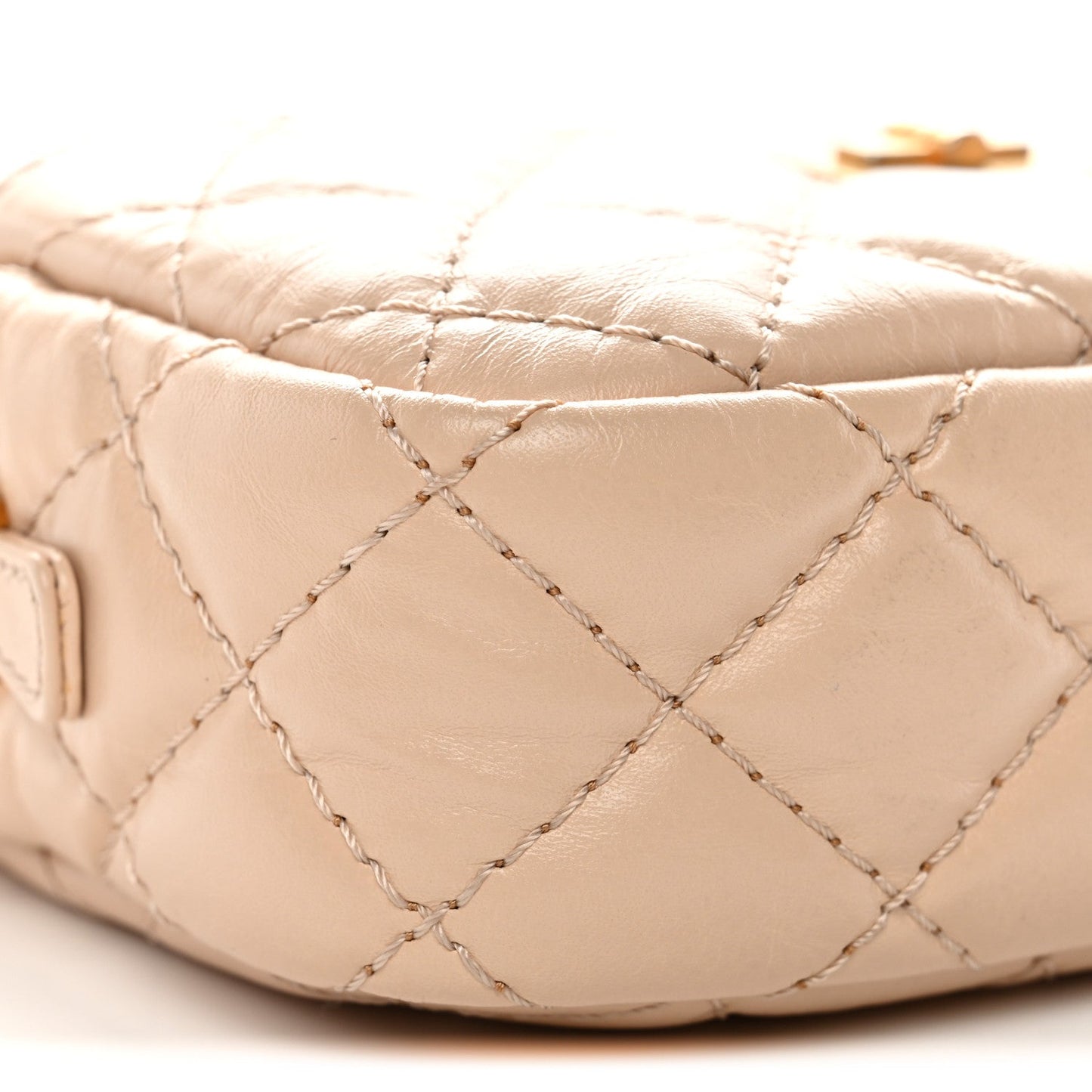 Aged Calfskin Quilted Mini Reissue Camera Case Beige Clair