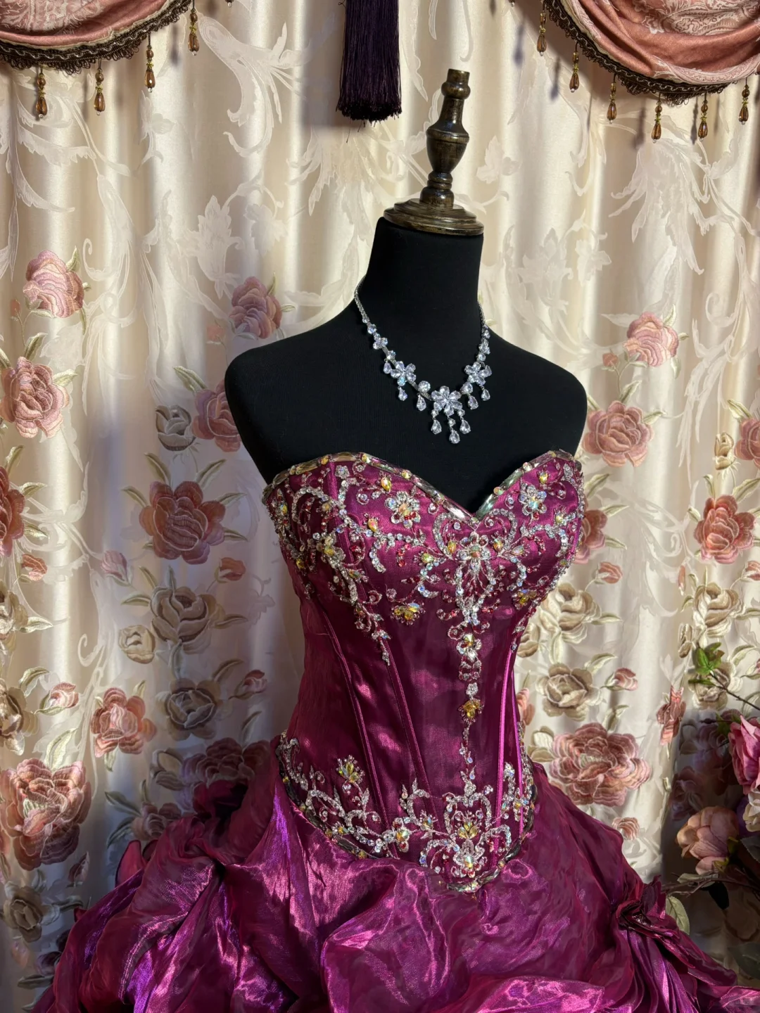 Dark Purple Strapless A-Line Chiffon Vintage Long Prom Dress Evening Gown, D605
